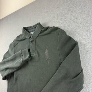 Polo Ralph Lauren Shirt Men's L Black Rugby Big Pony Thick Vintage Tennis Pickle